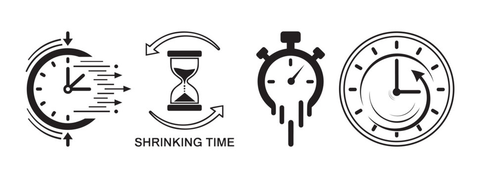 Collection of four icons illustrating concepts of time and urgency
