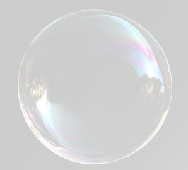 Realistic transparent soap bubble with rainbow iridescent reflections for creative editing © theladydarina