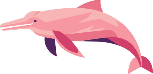 Pink dolphin, vector dolphin illustration, marine mammal, pink animal © NurnobiHossain