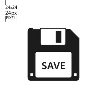 Black and white floppy disk icon.