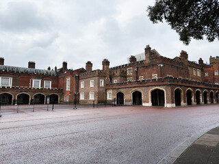 Fototapeta premium Historic royal St James's Palace courtyard and brick architecture in London, UK on an overcast day