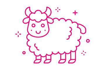 Obraz premium Fluffy cloud character with surprised expression in simple line art cartoon