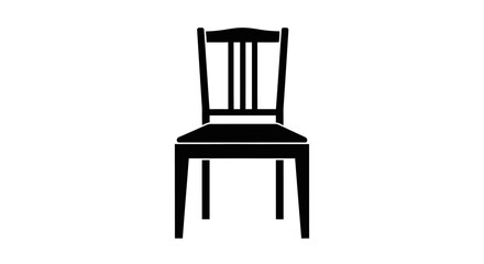 Fototapeta premium Black chair, wooden furniture, simple seat, minimalist design, vector icon