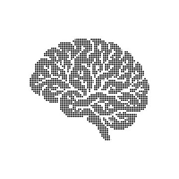 Human Dotted Halftone Brain Icon Vector Illustration for Medical and Psychology Concepts Isolated on White Background