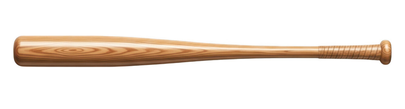Wooden baseball bat, isolated on transparent background, sports equipment