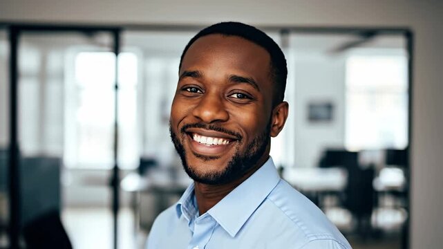 Portrait of a Smiling Young African American Professional Businessman in an Office
