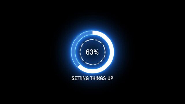 Setting things up loading 0 to 100 animation video.Waiting for download.4k loading animation video .