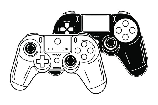 Dualshock 4 wireless controller illustration a black and white gaming peripheral design