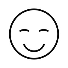 Obraz premium Simple line drawing of a happy smiley face with closed eyes and a wide smile.