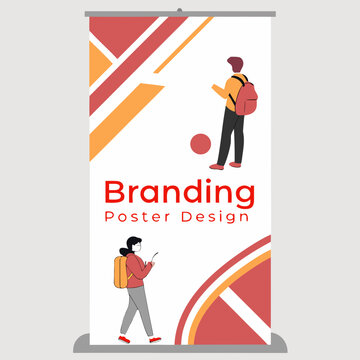 Roll-up banner for branding and poster design with a vertical roll-up banner design for branding and poster promotion