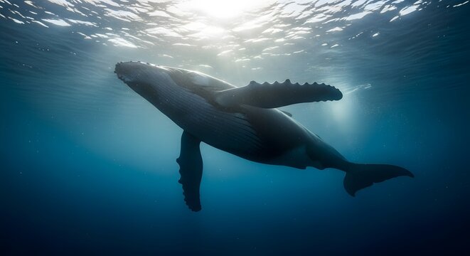 Majestic humpback whale a stunning underwater view of an endangered species in the ocean