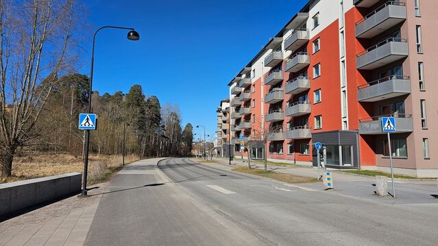 Sweden. Houses and streets in the city of Link&ouml;ping. &Ouml;sterg&ouml;tland province.