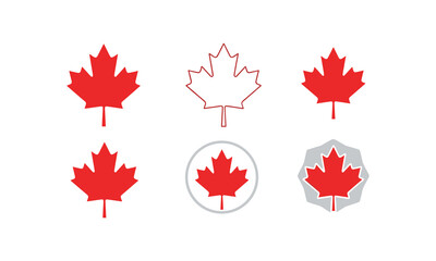 Fototapeta premium Variations of the canadian maple leaf symbol in different designs and formats