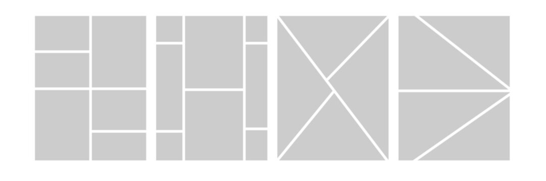 Set of comic 4 frame photo collage layout