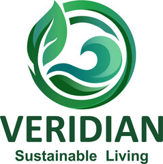 Fototapeta premium A modern eco-friendly logo with a stylized leaf and a water wave inside a circle. It symbolizes sustainable living, environmental protection, natural balance, and an organic lifestyle.