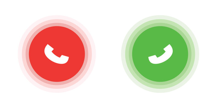 Answer and decline phone call buttons. Phone call. Telephone sign. Accept call and decline phone icons. vector