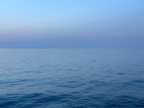 Open sea and blue sky.