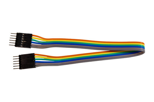 Multicolor ribbon cable with six-pin connectors for electronic prototyping