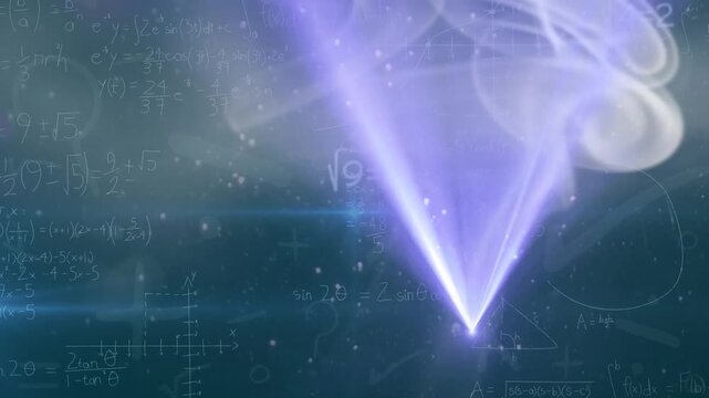 Animation of chemical formulas and data processing over rotating dna chain