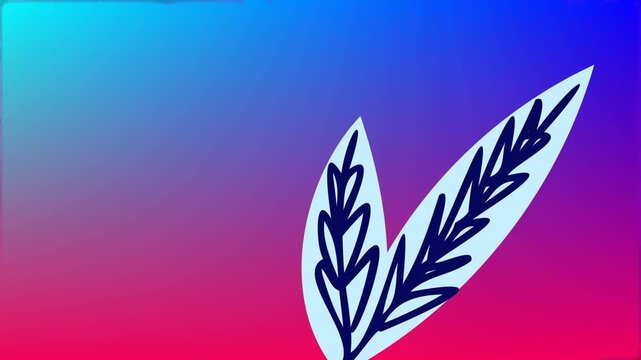 Animation of leaves and color splashes over gradient background