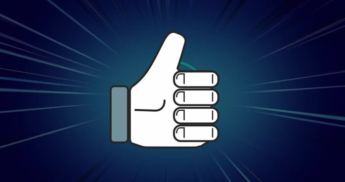 Animation of like icon against dots pattern design in seamless pattern on blue background