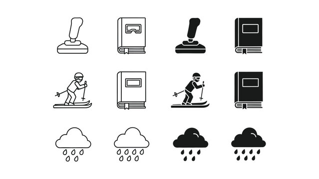 Weather and activities icons paired with book symbols for different learning conditions