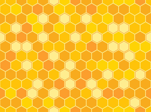 Seamless yellow and orange honeycomb hexagon pattern background