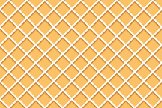 Yellow waffle cone texture with white geometric grid pattern