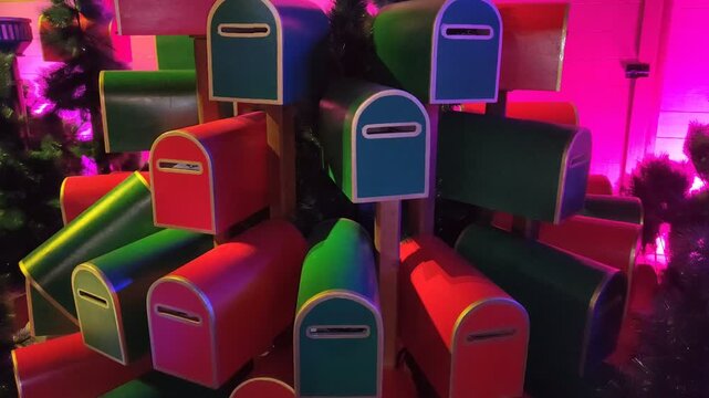 Colorful christmas mailboxes for santa letters