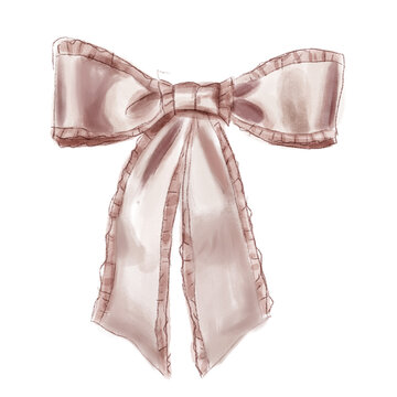 Ilustraci&oacute;n mo&ntilde;o rosado coquette acuarela lindo kawaii palo rosa seda