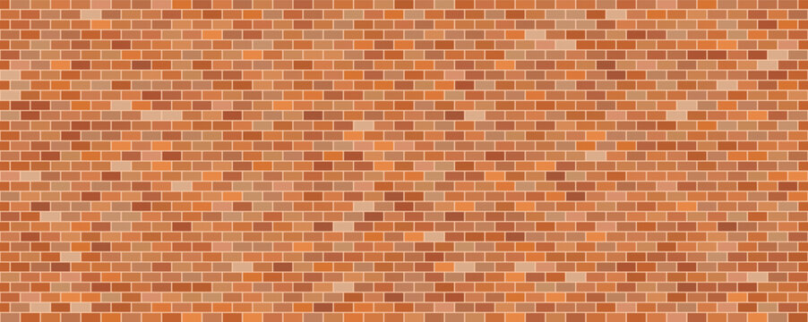Brick wall seamless pattern, red ceramic stone tile, brown brickwall vector illustration