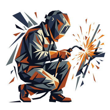 2D illustration of a welder