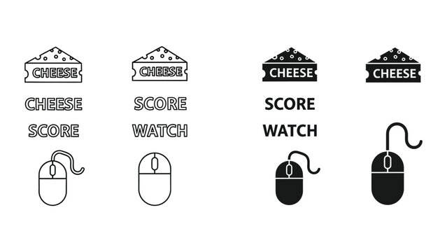Interactive cheese scoreboard with mouse cursor illustrations for user actions