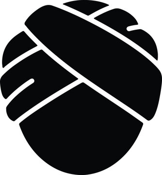 Silhouette traditional Indian Sikh turban headwear icon for cultural branding design vector