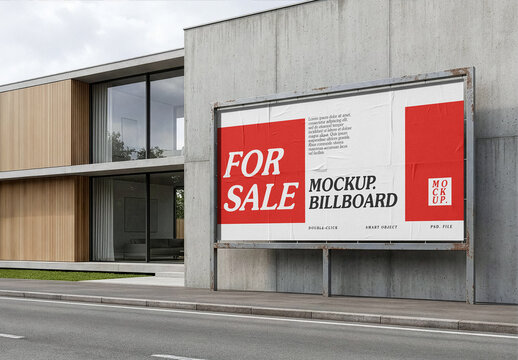 House Billboard Mockup For Real Estate Agency Presentation
