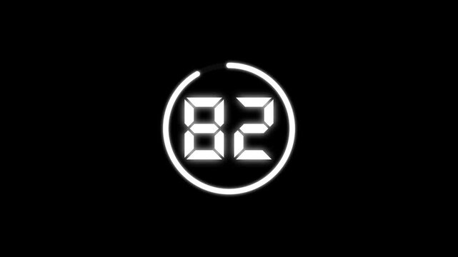 Countdown timer from 90 to 0 seconds real time. Modern flat design of countdown animation isolated on transparent background with alpha channel 90 Seconds Digital Countdown Timer Animation