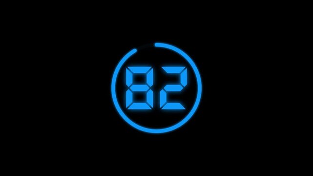 Countdown timer from 90 to 0 seconds real time. Modern flat design of countdown animation isolated on transparent background with alpha channel 90 Seconds Digital Countdown Timer Animation
