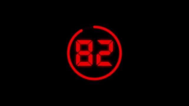 Countdown timer from 90 to 0 seconds real time. Modern flat design of countdown animation isolated on transparent background with alpha channel 90 Seconds Digital Countdown Timer Animation