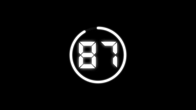Countdown timer from 95 to 0 seconds real time. Modern flat design of countdown animation isolated on transparent background with alpha channel 95 Seconds Digital Countdown Timer Animation