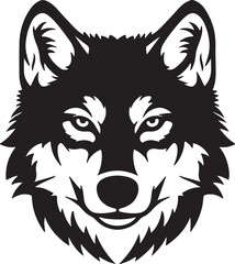 Fototapeta premium Wolf Head black silhouette vector illustration, Black Animal Face Icon, flat design