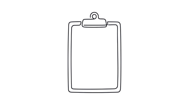 Clipboard icon in continuous one line drawing style
