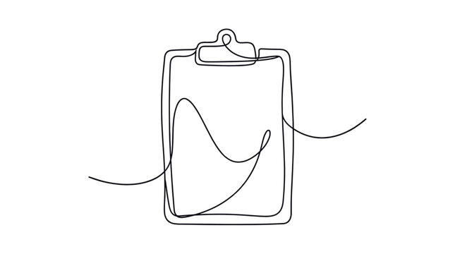 Clipboard icon in continuous one line drawing style