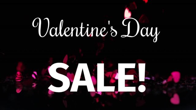 Animation of valentine's day sale text over pink hearts