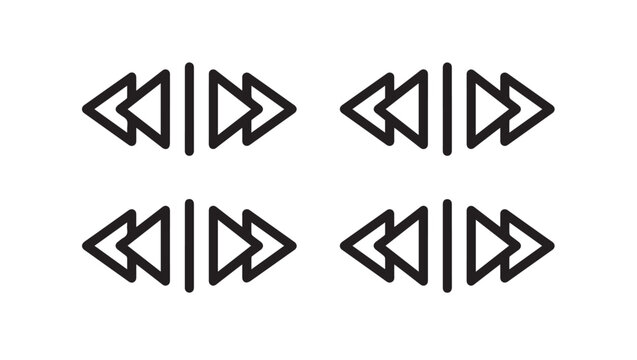 Fast Forward and Rewind Icons Collection Media Player Navigation Symbols Stock Graphic