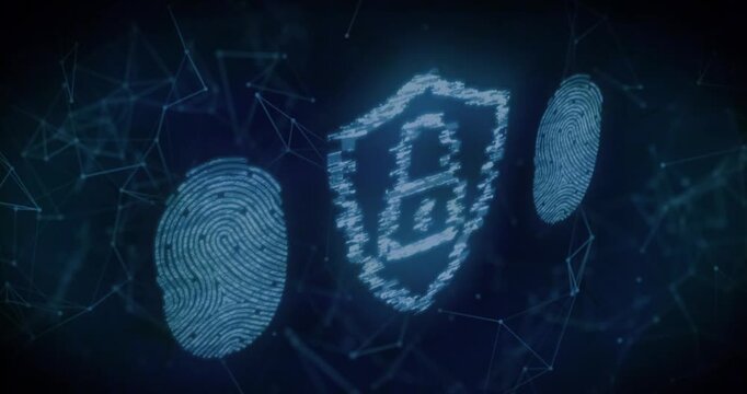 Animation of digital padlock with integrated turning against car on black background