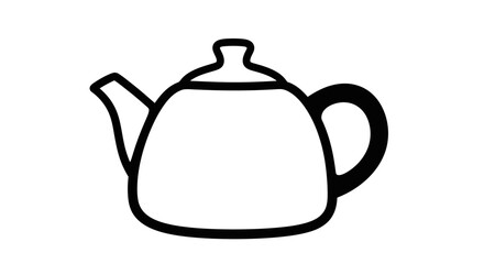 Obraz premium Black teapot outline with lid and handle, minimalist flat design for graphic projects.