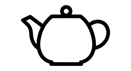 Obraz premium Black and white illustration of a classic teapot with spout, handle, and lid isolated on a plain background.