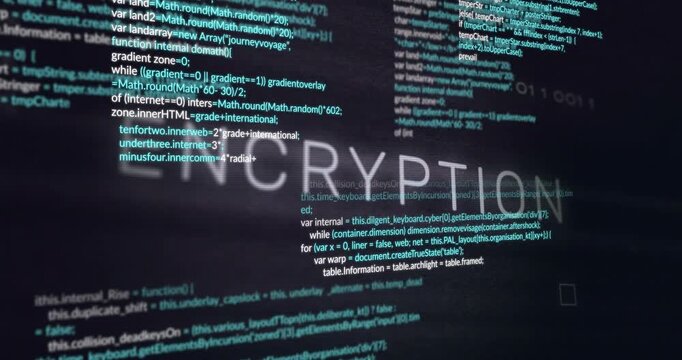Interface loading starting ENCRN sliding into ENCRYPTION code animating illustrating encryption