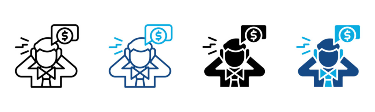 Financial Stress Icon Multiple Style Vector Illustration