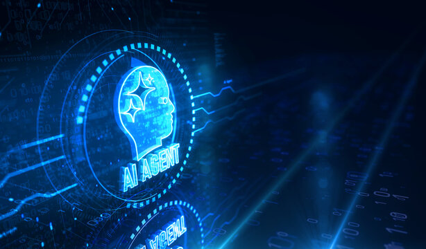 Artificial intelligence AI agent symbol digital concept 3d illustration